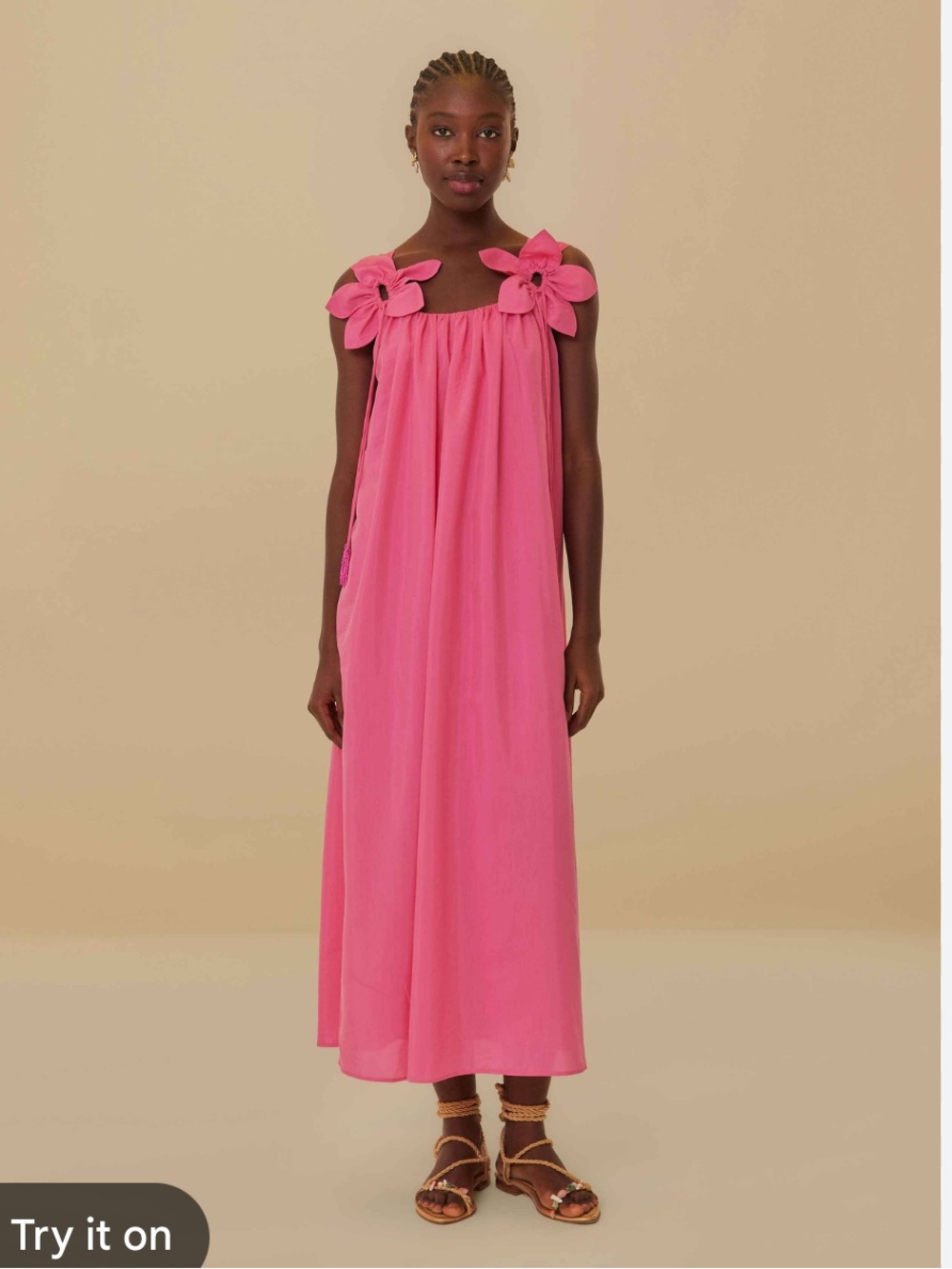 FARM Rio Pink Floral-Shoulder Maxi Dress